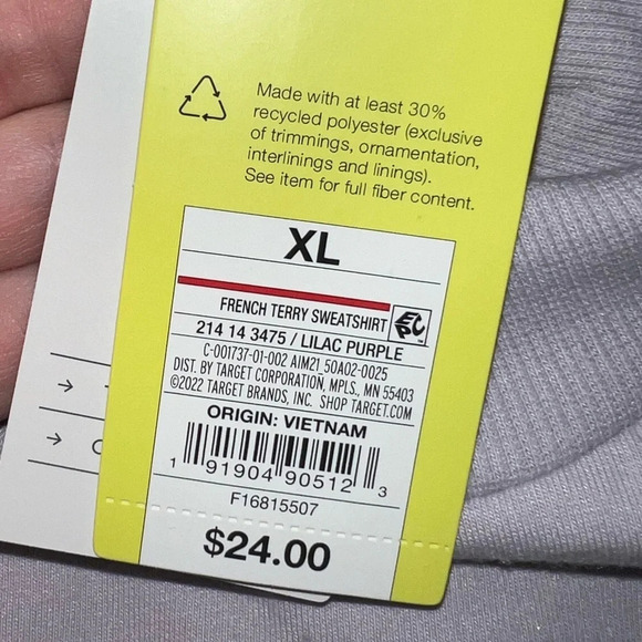 NWT Cropped Length French Terry Sweatshirt - Picture 9 of 12